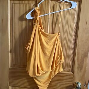 Express Yellow Bodysuit Asymmetrical Design